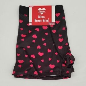 Men's Valentine's Day Heart Print Boxers - Black and Pink Medium